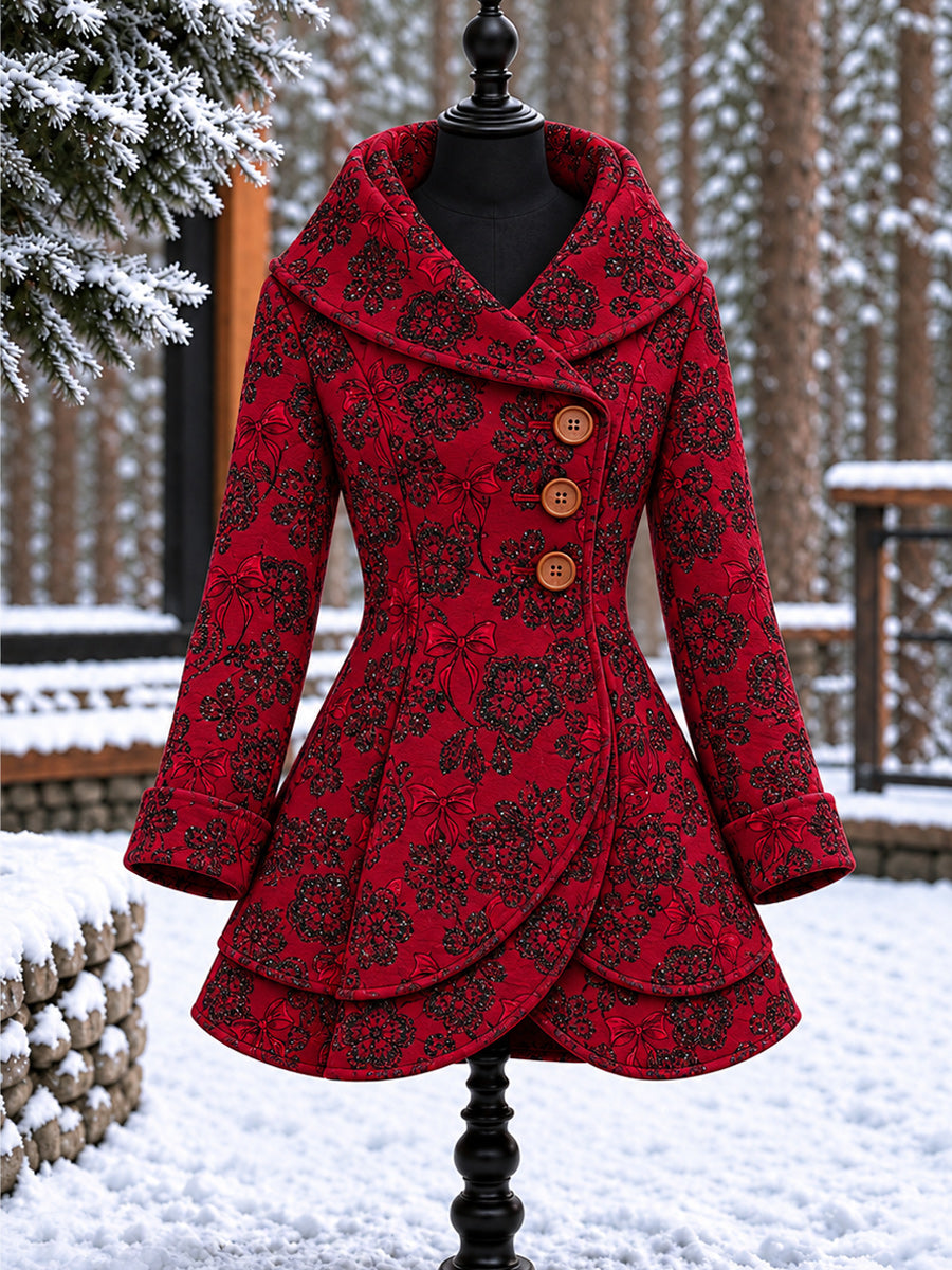Women's Vintage Colorblock Asymmetrical Flared Coat